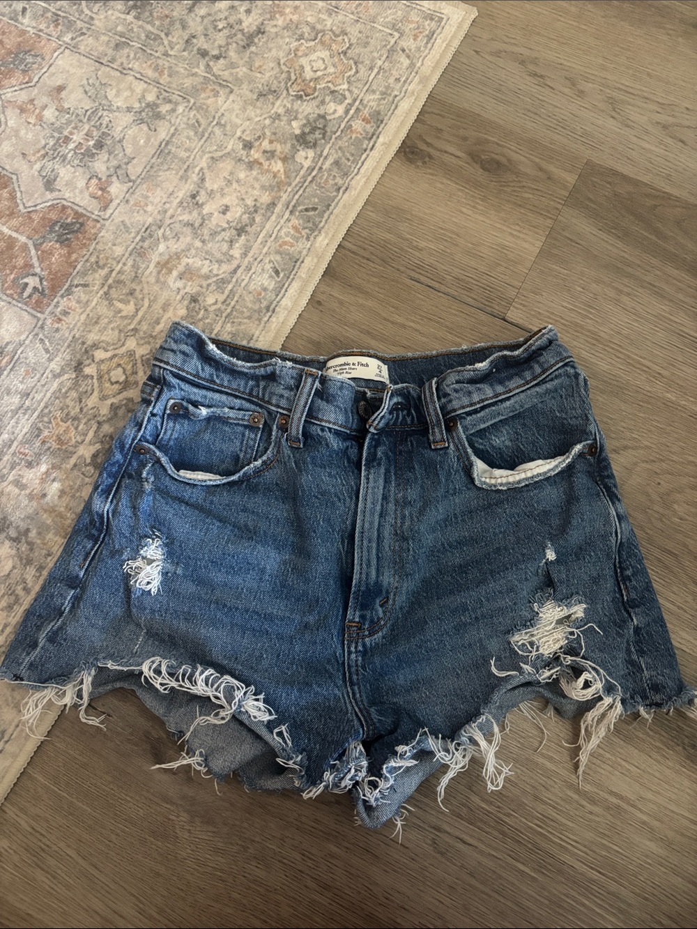 Abercrombie & Fitch Distressed Frayed Denim Cutoff Shorts - Blue